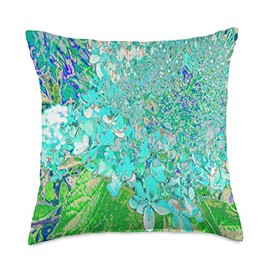 My Rubio Garden Elegant Aqua and Green Limelight Hydrangea Detail Throw Pillow, 18x18, Multicolor