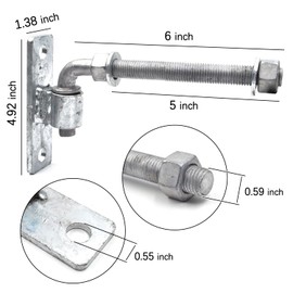 (4 Pack) 6'' J-Bolt Post Hinge, Heavy Duty Galvanized Gate Welded Door Hinge with 5/8"" Male Hinge Pin for Wooden Farm Gate, Chain Link Fence