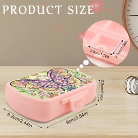 JICFDAO Diamond Painting Pillendose 9x6.2x2.5cm Tablettenbox mit 6 Fächer Kleine Medikamentenbox Reise-Pillenbehälter Kleine Pillenetui Pillenbox für Medikamente Vitamine Fischöl usw. Schmetterling