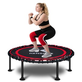 K KENSONE 40" Foldable Rebounder Trampoline for Adults with Bungee, 450 LBS Quiet Indoor Mini Trampoline for Adults Fitness, Gym Workout, Home Exercise, Red