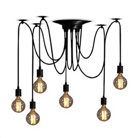 Lonruis Spider Lights Chandelier 6 Arms DIY Multiple Pendant Ceiling lamp Lighting kit fixtures Industrial Vintage Style for Kitchen Farmhouse Living Room(Each with 1.2m/47in Long Cord)