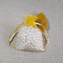 Dkrsyz 50 Count Gift Organza Bags Gold Drawstring 4x6 Inch for Baby Shower,Christmas,Girl Birthday,Party Favor,Wedding,Graduation Sheer Mesh Fabric Wrap Transparent Treat Sachet for Jewelry