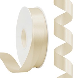 Rilisili Cream Satin Ribbon 1 Inch 50 Yards Double Faced Polyester Satin Ribbons for Gift Wrapping DIY Crafts Weddings Invitations Flower Bouquet Bow Making Home Decor Sewing
