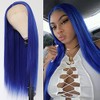 QD-Tizer Blue Lace Front Wigs for Fashion Woman Long Straight