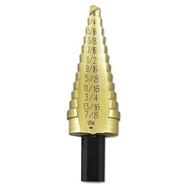 Irwin Tools IRWIN Step Drill Bit, 3/16" to 7/8", Titanium Nitride Coated Nitrate, 3/8" Shank (15104)