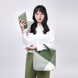 Woven Bag for Women, Vegan Leather Tote Bag, Large Summer Vacation Handbags Beach Travel Handbag and Purse, Lightweight Foldable Handmade Shoulder Bag