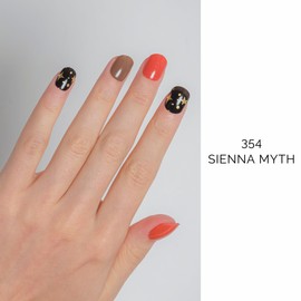 NAILOG Semi Cured Gel Nail Strips - 20 Pcs Orange Red Black Gel Nail Stickers Extra Long Nail Wraps with Glossy Gel Finishing, Sienna Myth