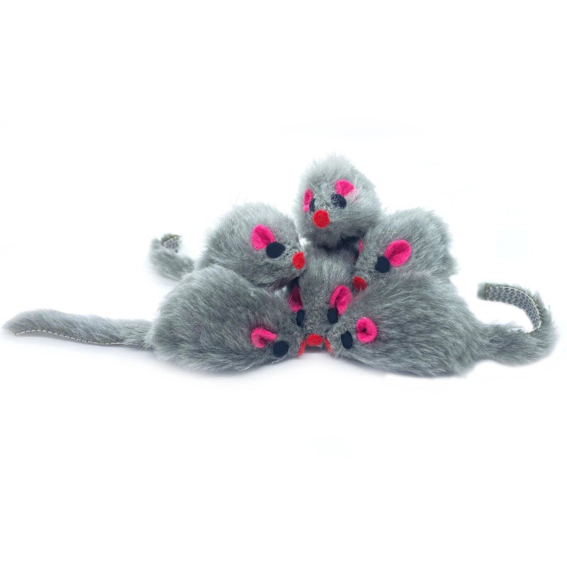 PK Pet Products Eco Friendly Fur Cat Toy Rattle Mice