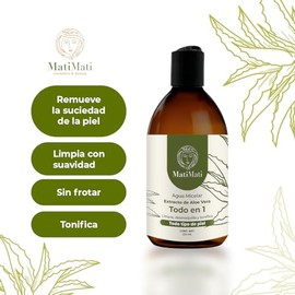 Agua Micelar con Extracto Aloe Vera MatiMati Limpia Desmaquilla e Hidrata