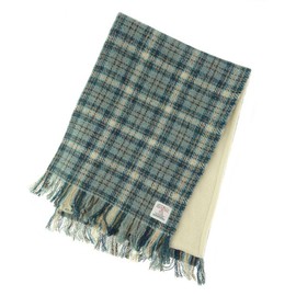 Glen Appin Harris Tweed Scarf Scottish Tartan Warm Accessory (Duck Egg & Cream Check)