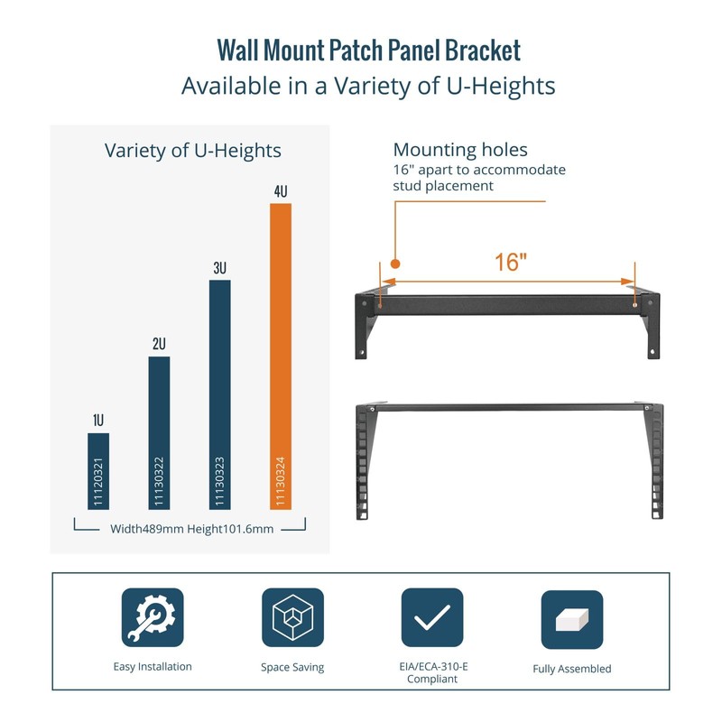 Tecmojo 4U Foldable Vertical Wall Mount Rack and Wall Mountable