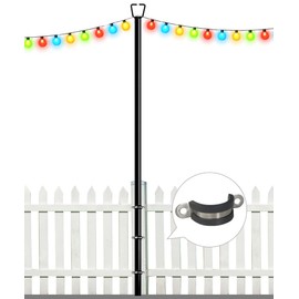 Queension 10FT Deck String Light Poles for Outdoor String Lights for Garden, Backyard, Patio Lighting Stand for Parties, Bistro & Weddings, 1 Pack