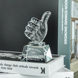 LONGWIN LONGWIN Gifts for Brother Adult Crystal Awards with Thumbs Up, Birthday Christmas Gifts from Sister Brother, Unique Presents