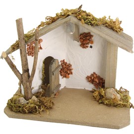 FADEDA Elegant Village Stable with Light Height 13 cm Hand Painted Detailed Nativity Scene Figures Christmas Table Decoration Nativity Accessories