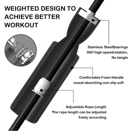 iRboWou Jump Rope Ropeless Skipping Rope for Fitness Training Exercise, Adjustable Weighted Cordless Jump Rope for Men Women Kids (Black)