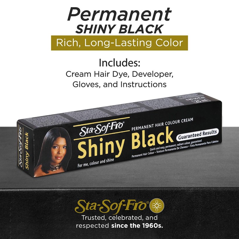 Sta Sof Fro Permanent Hair Colour Cream Tube, Shiny Black,