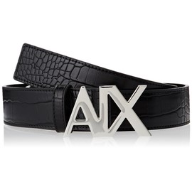 Armani Exchange Casual Logo Buckle, Tortoiseshell Print Belt, black