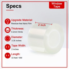 PackYard Transparent Window Weather Sealing Tape 2 Inch x 33 FT Weather Stripping Residue-Free Clear Window Insulation Caulk for Shower Glass Gaps and Clear Tape Doors Windows Windproof