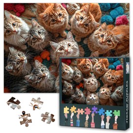 1000 Piece Puzzle for Adults: Curious Cats on the Carpet (50 x 70 cm) - Inspirational Animal Art, Challenging Puzzle for Decoration and Birthday Gifts