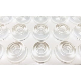 Isolate IT! Recessed Clear 0.880" (22.3mm) Dia x 0.400" (10.2mm) H Round Vibration Isolating Cabinet and Furniture Bumpers - 9 Pack