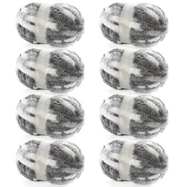 8 Pack Chunky Yarn for Hand Knitting - Chenille Blanket Yarn for Crocheting Blankets - 228 Yds/61.6 Oz Rainbow Ombre Yarns - Super Bulky Soft Thick Mixed Color Jumbo Yarns (8, Dark Grey-Grey-White)