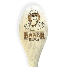 Baker Things Dustin Stranger Inspired Novelty Engraved Wooden Spoon Baking Gift | Baking Stuff | Novelty Gift | UK Merch | Unofficial Merchandise (Dustin)