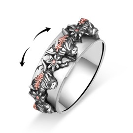 Daixiya Highland Cow Ring 925 Sterling Silver Highland Cow Anxiety Ring Anxiety Fidget Jewelry Cow Gifts for Women Men Size 8