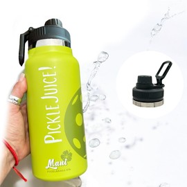 Maui Pickleball Co.™ Pickleball Water Bottle 32oz Pickleball Gifts Insulated Stainless Steel Water Bottle Funny Water Bottle PickleBall Accessories SWIG Lid Pickleball Bottle (Get Pickled Swig)