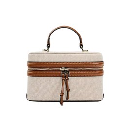 QWINEE Women's Tassel Box Handbag Zipper Top Handle Crossbody Bags Purse with Adjustable Strap, Brown, One Size