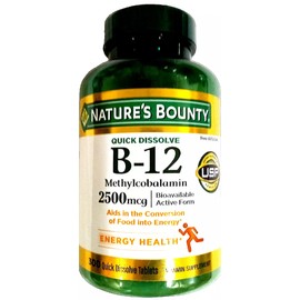 Nature's Bounty Quick Dissolve Vitamin B-12 2500 mcg 300 Tablets EXP 02/2027