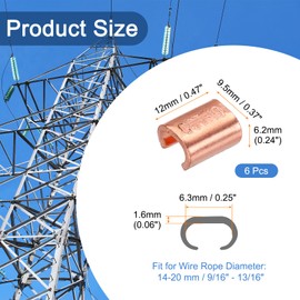 MECCANIXITY U-Shaped Copper Crimping Terminal Connector 5/16" - 7/16"(7.5-11mm) Wire Ferrules for 6 7 8 Awg Gauge, Solid or Twisted Wire Cable Rope Cable, Pack of 6