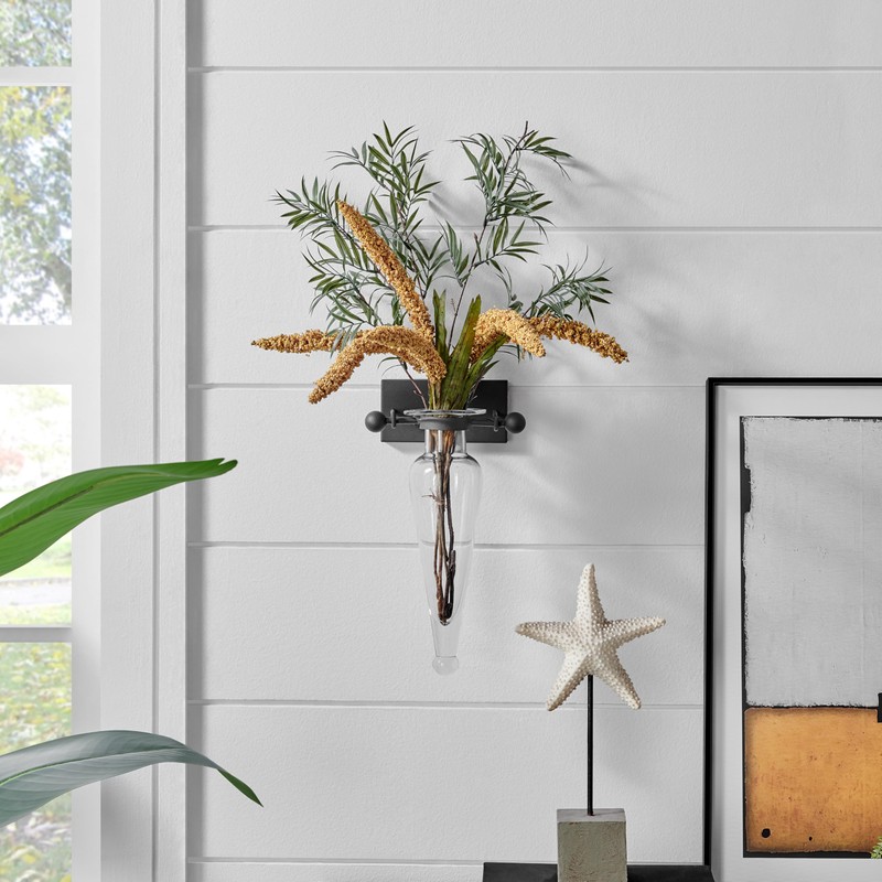 Danya B Decorative Wall Mount Amphora Glass Flower Vase on