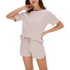 Jhsnjnr Women's Waffle Knit Pyjamas Short Sleeve Top and Shorts
