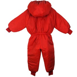 Baby Boys Girls Waterproof All in One Hooded Rainsuit Splashsuit Snowsuit Romper Warm Padded Waterproof Jumpsuit Pramsuit Ski Outdoor Clothing for Children in Cold Season (Red, 6-12Months)