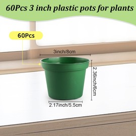 RooTrimmer 160 Pack 3 Inch Green Nursery Pots - Plastic Seedling, Seed Starter, Germination Pots with Drainage for Plants, Succulents, Flowers, Transplanting Gardening Gifts