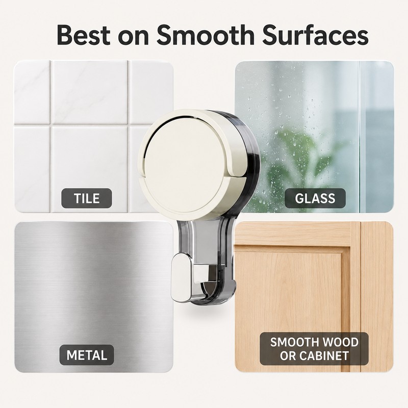Vacuum Suction Hooks for Bathroom & Kitchen - No-Drill Removable