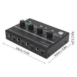 Headphone Amplifier 4 Channel Ferroalloy Headphone Splitter Amplifier Mono/Stereo Monitor Set AMP-i4Ⅱ with Non-Slip Mat on the Bottom (100-240V) (EU Plug)