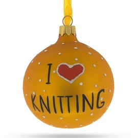 BestPysanky I Love Knitting Glass Christmas Ornament 3.25 Inches