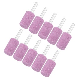 M METERXITY 10-Pack Abrasive Mounted Stone Grinding Bits, 1/4 in(6mm) Shank Aluminum Oxide Polishing Sanding Drill Bit for Rotary Tools, 0.63IN(16mm) Dia 80 Grits Cylinder [Pink]