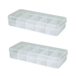 F2M - Set of 2 plastic boxes with 5 compartments - Storage box 127 x 60 x 26 mm transparent - Store food, mechanical parts, beads, sewing, kitchen, fishing tackle