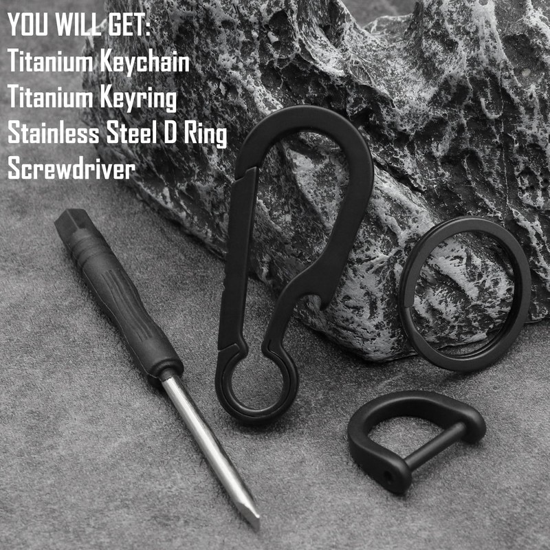 PJYTAC Black Titanium Carabiner Keychain, Quick Release Heavy Duty Key