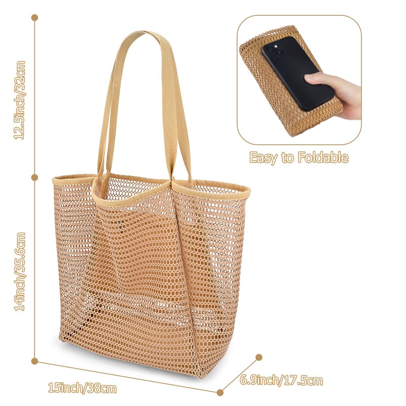 Iioscre Beach Bag for Women, Causal Hobo Handbags with Zipper
