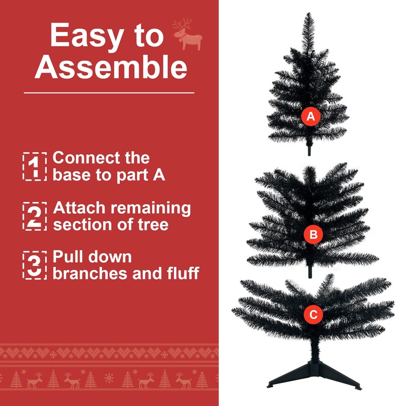 Maylaviu 4FT Christmas Tree with Lights Pre-Lit, Halloween Black Xmas