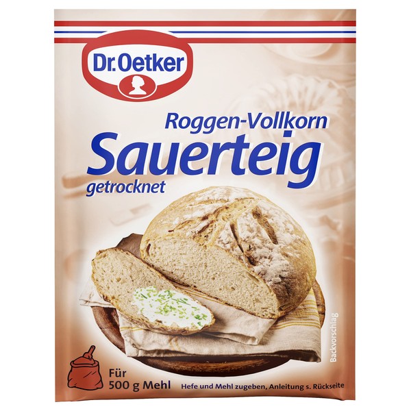 Dr. Oetker getrockneter Roggen-Vollkorn Sauerteig aus Roggenvollkornmehl – Brot backen und Pizzateig zubereiten leichtgemacht