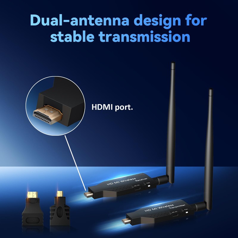 Wireless HDMI Transmitter and Receiver 2025 Upgraded 165FT/50M, HDMI Wireless