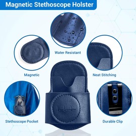 Stethoscope Holder: Stethoscope Holster for Littmann, MDF & More. Magnetic (Non-Velcro) Closure - Great for RN's, MD's, EMT's, and Other Medical Staff., Navy Blue
