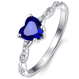Yaresul 1.25ct Blue Heart Ring Sterling Silver Blue Sapphire Ring for Womens Sapphire Engagement Ring Promise Ring September Birthstone Jewelry Valentine's Day Gifts Size 6