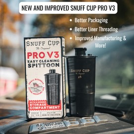 Snuff Cup Pro Spittoon with Discreet Storage fits Up to Three Oversized Cans, Portable Spit Cup with Built-in Can Opener (16 Ounce, Pro V3)