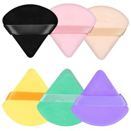SUNISA 6 Pieces Powder Puff Soft Face Triangle Makeup Puff for Loose Powder Body Cosmetic Foundation Sponges Beauty Blender Makeup Tool Multicolors
