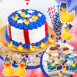 Memorywuu 100 Pcs Patriotic Mini Resin Ducks Independence Day Gifts 4th of July Micro Resin Duck Party Favors Mini Resin Duck Gift Toy Goodie Bags Stuffers Class Rewards Prizes Return Gifts